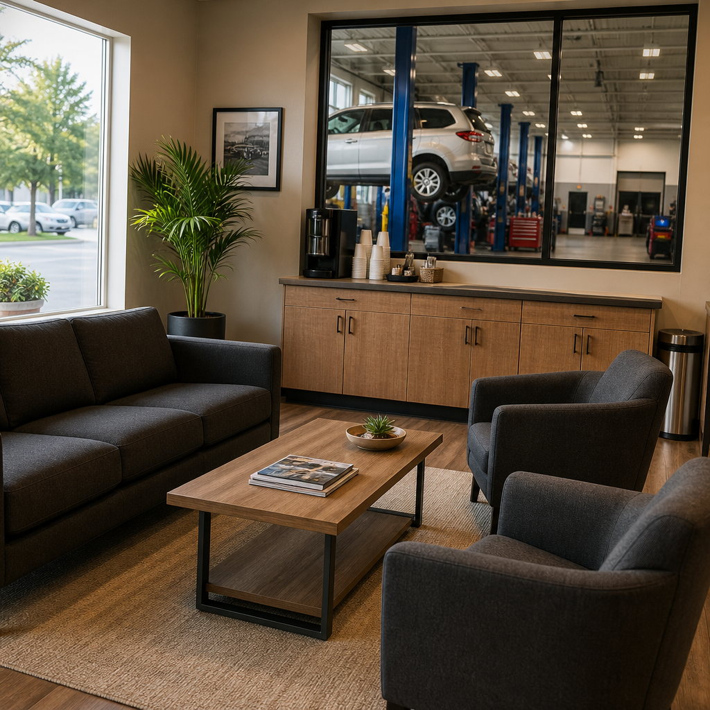 Customer waiting lounge at Jo Co Auto Repair in Merriam, KS